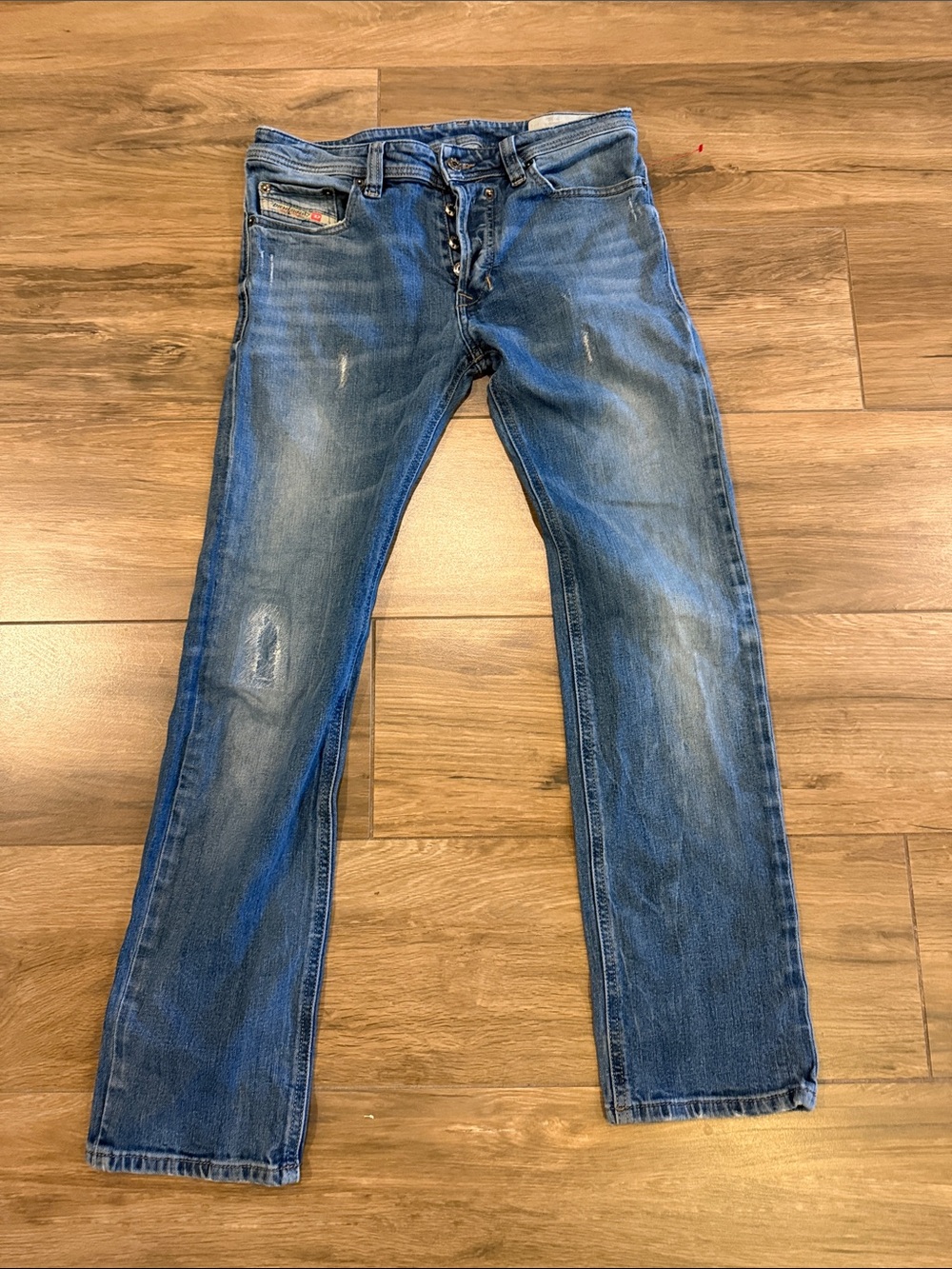 Diesel Men's Faded Blue Straight Jeans
